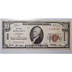 1929 $10 National the First National Bank of Celina OH.VERY SCARCE
