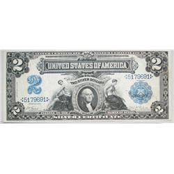1899 $2 silver certificate  GREAT COLOR  AU/CU