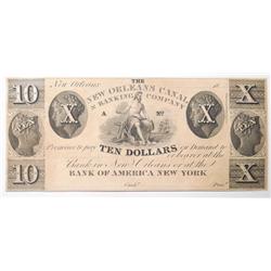 1850's New Orleans $10  Canal note  GEM