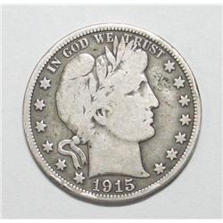 1915 Barber half $ 4+ letters VG/F