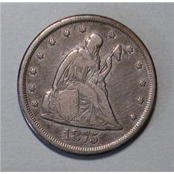 1875CC 20 center  VF  NORMAL weakness in Liberty
