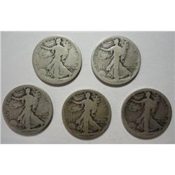 1916 Walker half $ lot P AG and G--D  AG and G--S AG
