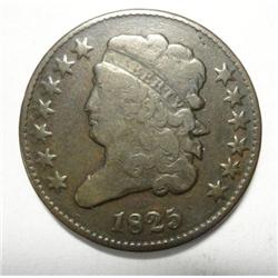 1825 half cent  F/VF several star centers