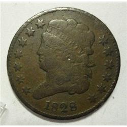 1828 half cent  F/VF minor rim nicks
