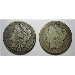 1891CC fine marks reverse and 1892CC good Morgan $