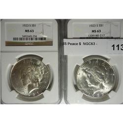 2  1923S Peace $  NGC63