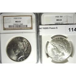 1926 and 1926S Peace $  NGC63