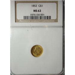 1852  $1 Gold NGC62
