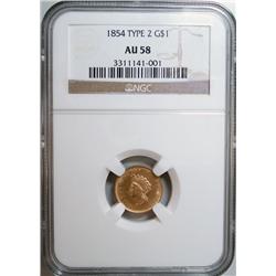 1854 T2  $1 Gold NGC58