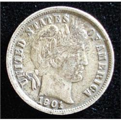 1901S Barber dime original undipped XF  RARE coin