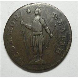 1788 Massachusetts penny VF planchet flaw 12:00.Looks like another letter