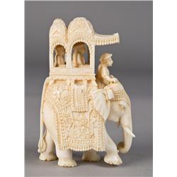 A Very Fine Indian Carved Ivory Elephant