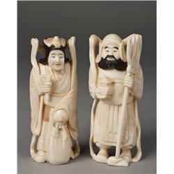 Pr. Of Japanese Carved Ivory Figures