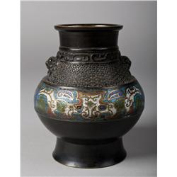 Japanese Bronze and Champleve Enameled Vase