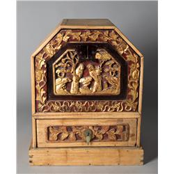 A Chinese Carved Giltwood Scholars Box