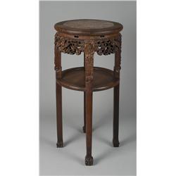 Fine Chinese Rosewood & Marble Top Fern Stand