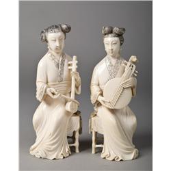(2) Chinese Carved Ivory Ladies