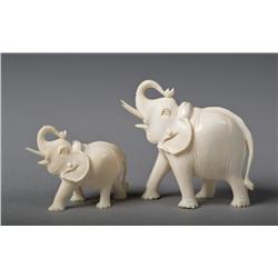 (2) Chinese Carved Ivory Elephants