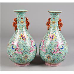 Pr. Chinese Famille Rose Enameled Vases
