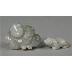 (2) Chinese Carved Jade Frogs
