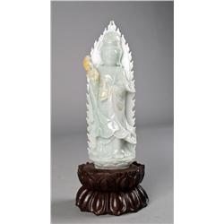 A Fine Chinese Carved Jadeite Guanyin