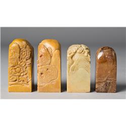 (4) Carved Soapstone Seal Chops