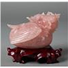 Image 1 : A Chinese Rose Quartz Carving of a Horned Bird