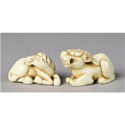 (2) Chinese Carved Stone Animalier Figures