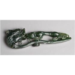 A Fine Chinese Carved Jade Belt Hook