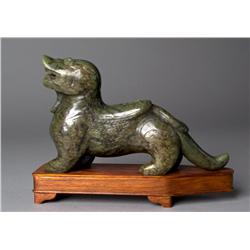 Large Chinese Carved Jade Mythical Beast