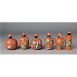 Matched Set Of Six Porcelain Snuff Bottles