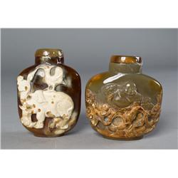 (2) Chinese Carved Agate Snuff Bottles