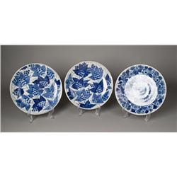 (3) Large Chinese Blue & White Basins