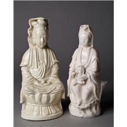 (2) Chinese Porcelain Figures of Guanyin