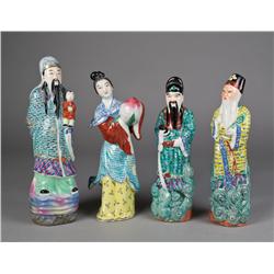 (4) Chinese Famille Rose Porcelain Figures