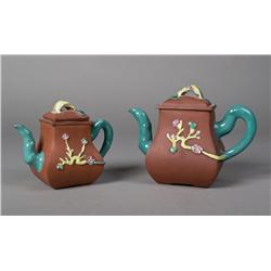 (2) Chinese Yixing and Porcelain Teapots