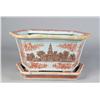 Image 1 : Chinese Export Iron Red Hexagonal Planter W/ Tray