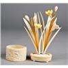 Image 1 : Chinese Carved Ivory Pot of Irises