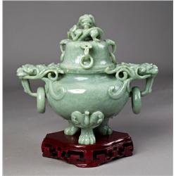 A Very Fine Chinese Carved Jade Censer