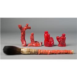 (5) Pcs. Chinese Carved Coral