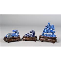 (3) Pc. Chinese Carved Lapis Lazuli