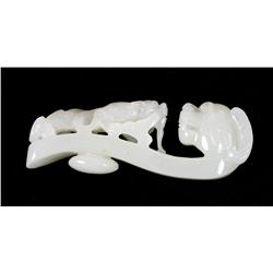 A Fine Chinese Carved White Jade Buckle