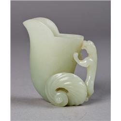 A Chinese Carved Small Jade Ewer