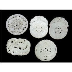 (5) Chinese Carved Jade Plaques