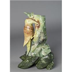 Chinese Jade Carving of Bird and Bamboo