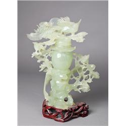Chinese Carved Serpentine Vase and Cover
