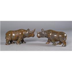 Pr. Of Chinese Carved Stone of Rhino's
