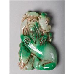 Chinese Carved Jadeite Plaque
