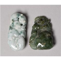 (2) Chinese Carved Jadeite Pendants