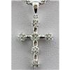 Image 1 : Genuine 0.30ctw Round Cut Diamond Cross Pendant 14k White Gold, 1.30g